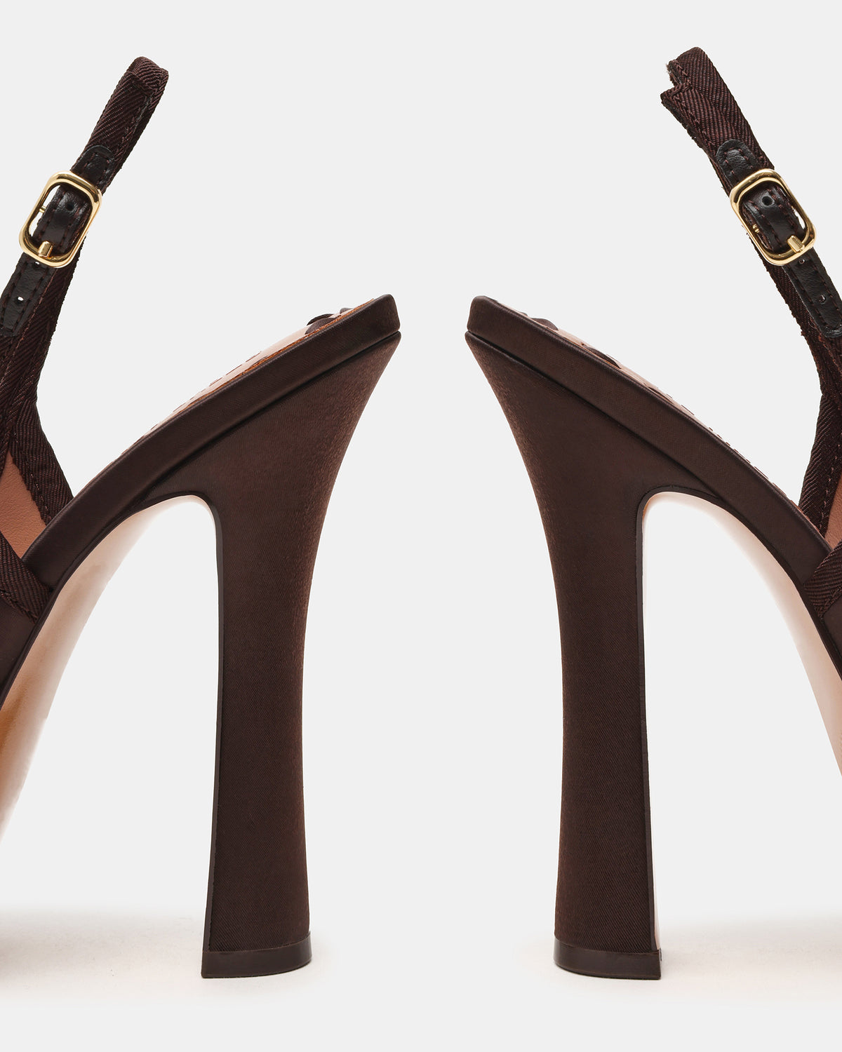 Steve Madden SOFIE Brown Satin Bow Slingback Platform Women's Heel