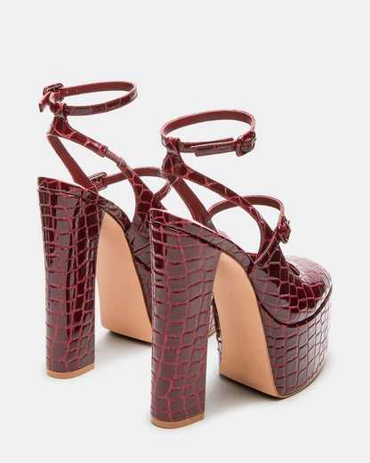 Steve Madden SCOTLYN Red Crocodile Women's Platform Block Heel