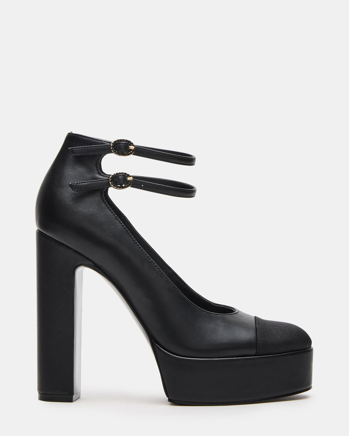 Steve Madden PEYTON Black Leather Block Heel Platform Women's Heel