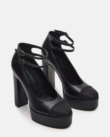 Steve Madden PEYTON Black Leather Block Heel Platform Women's Heel