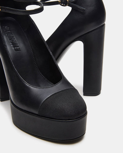 Steve Madden PEYTON Black Leather Block Heel Platform Women's Heel