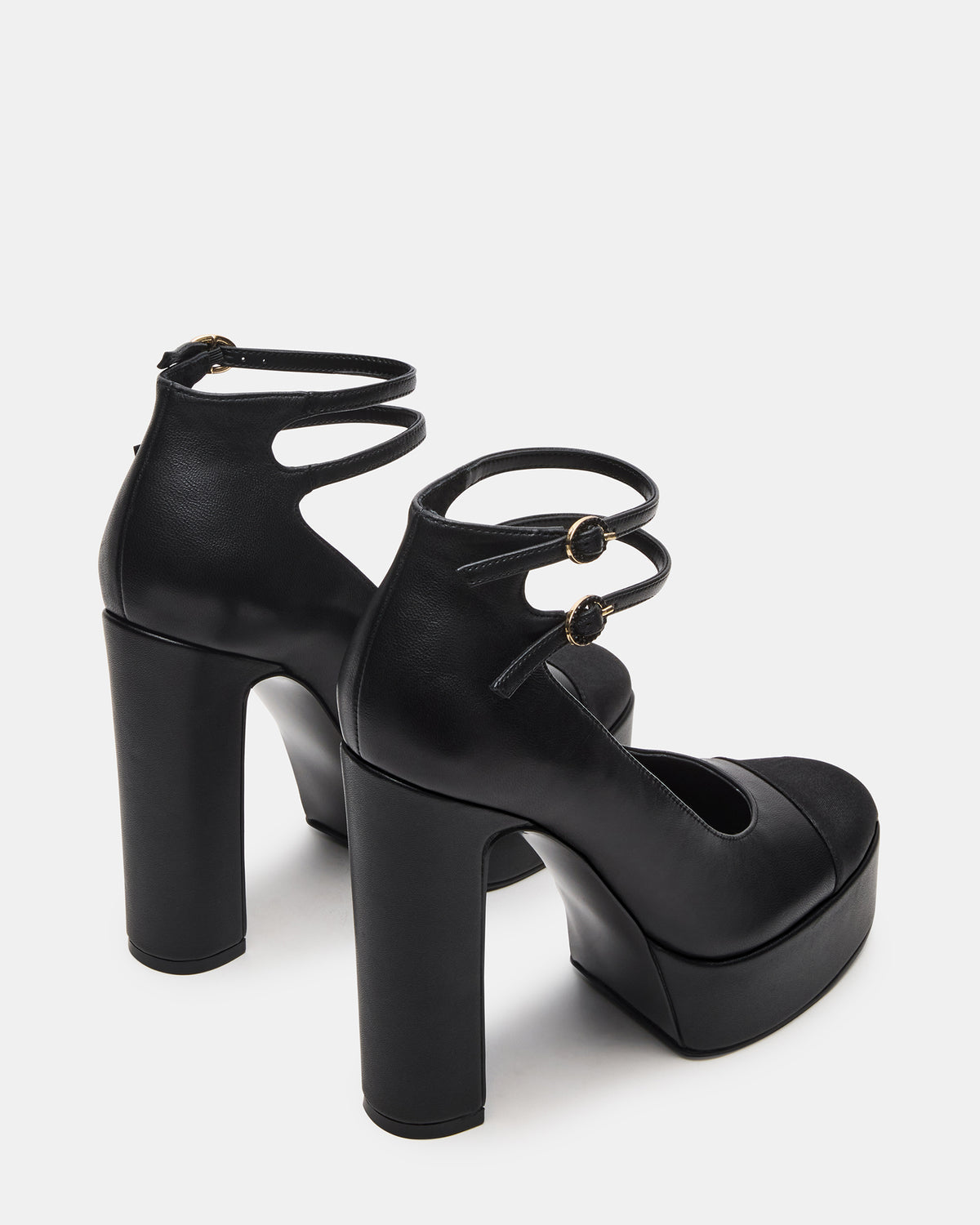 Steve Madden PEYTON Black Leather Block Heel Platform Women's Heel