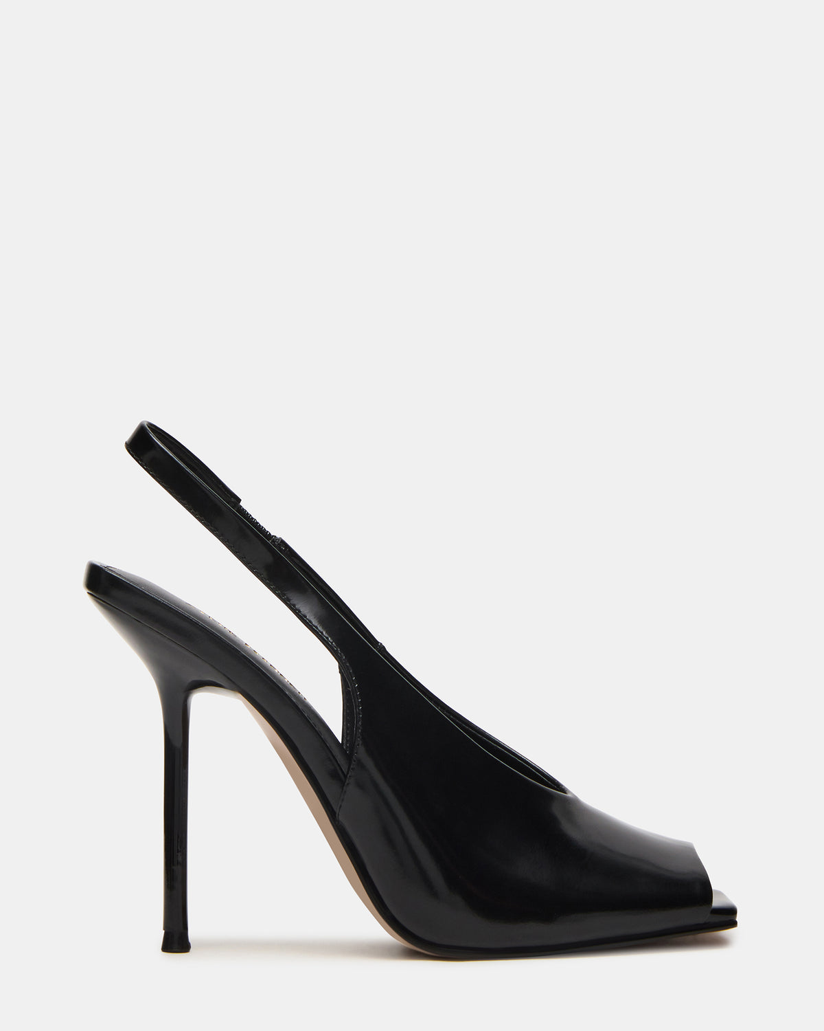 Steve Madden LUCIAN Black Leather Square-Toe Peep-Toe Slingback Women's Heel