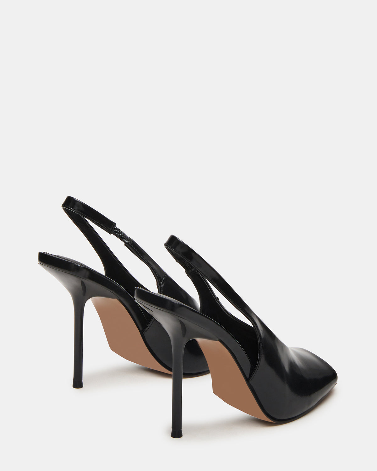 Steve Madden LUCIAN Black Leather Square-Toe Peep-Toe Slingback Women's Heel