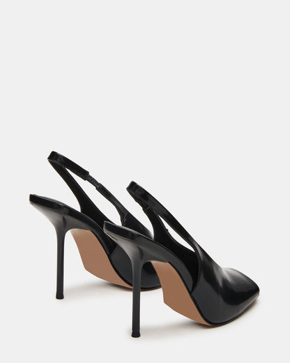 Steve Madden LUCIAN Black Leather Square-Toe Peep-Toe Slingback Women's Heel