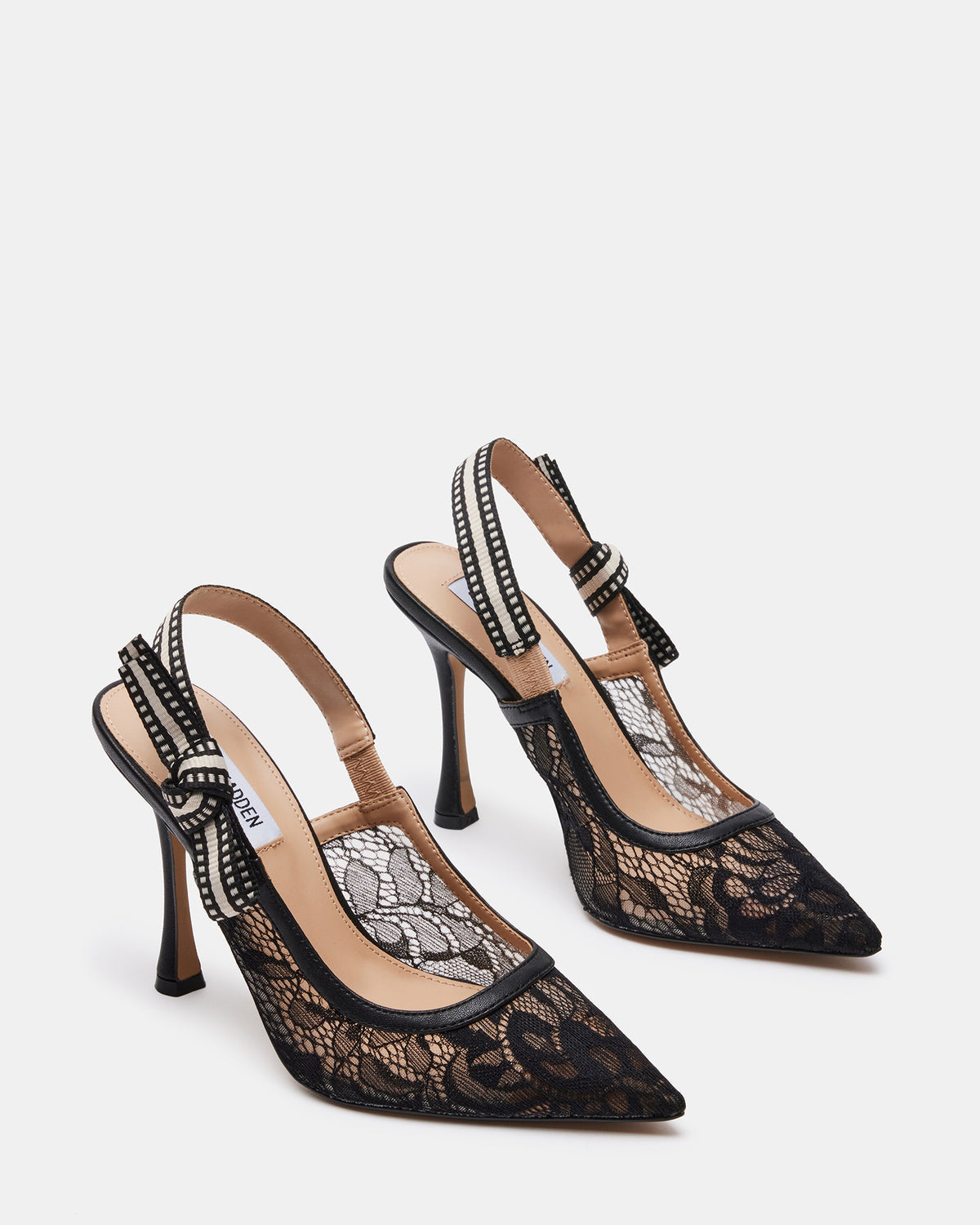 Steve Madden BRI Black Lace Slingback Pump Women's Heel