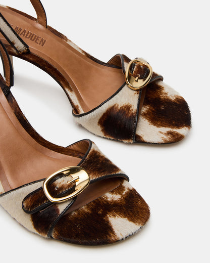 Steve Madden HENRIETTA Brown Cow Print Slingback Square-Toe Women's Heel