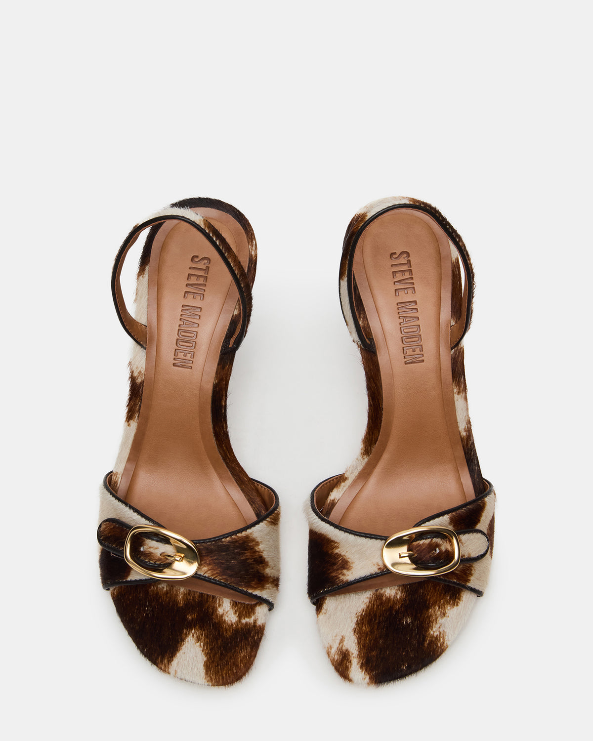 Steve Madden HENRIETTA Brown Cow Print Slingback Square-Toe Women's Heel