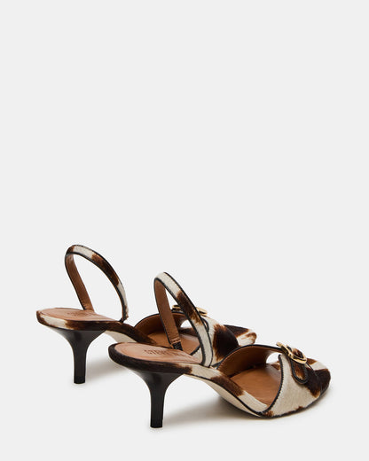Steve Madden HENRIETTA Brown Cow Print Slingback Square-Toe Women's Heel