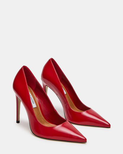 Steve Madden NOIR Red Leather Pointed-Toe Stiletto Pump Women's Heels
