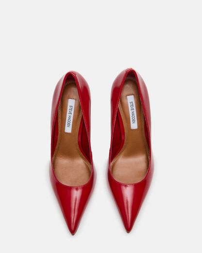 Steve Madden NOIR Red Leather Pointed-Toe Stiletto Pump Women's Heels