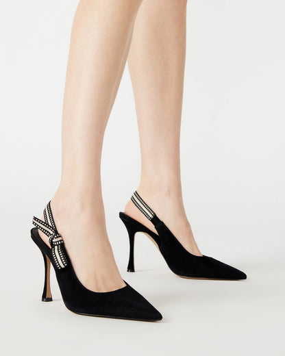 Steve Madden BRI Black Suede Slingback Pump Women's Heel