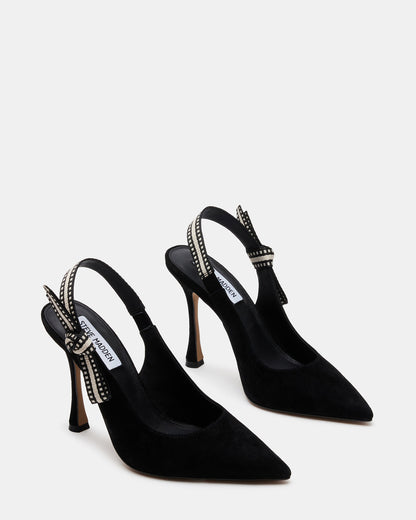 Steve Madden BRI Black Suede Slingback Pump Women's Heel