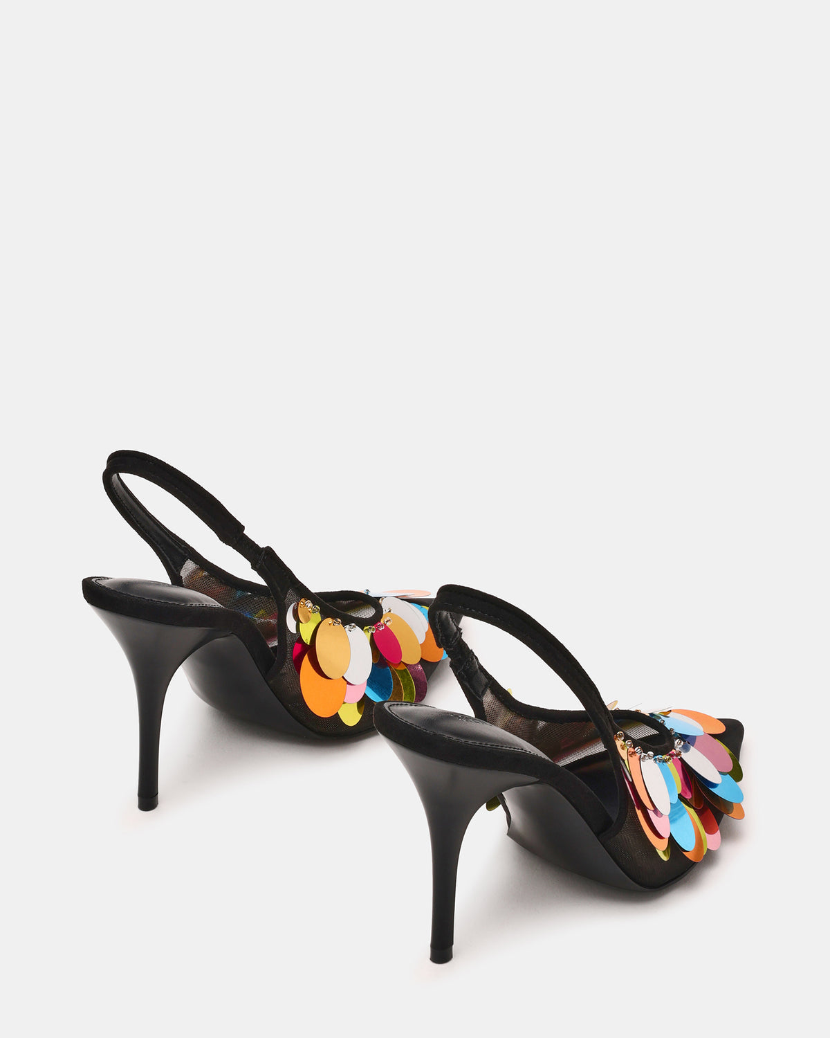 Steve Madden AVID Black Sequin Mesh Slingback Pointed Toe Pump Women's Heel