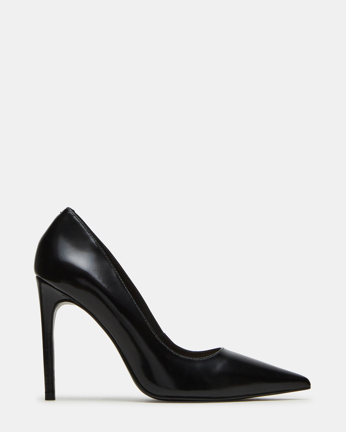 Steve Madden NOIR Black Leather Pointed-Toe Stiletto Pump Women's Heels