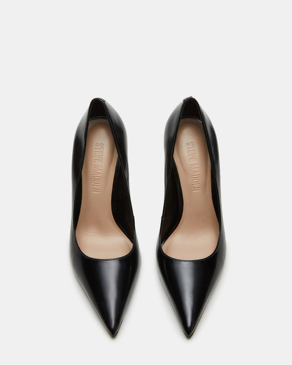 Steve Madden NOIR Black Leather Pointed-Toe Stiletto Pump Women's Heels