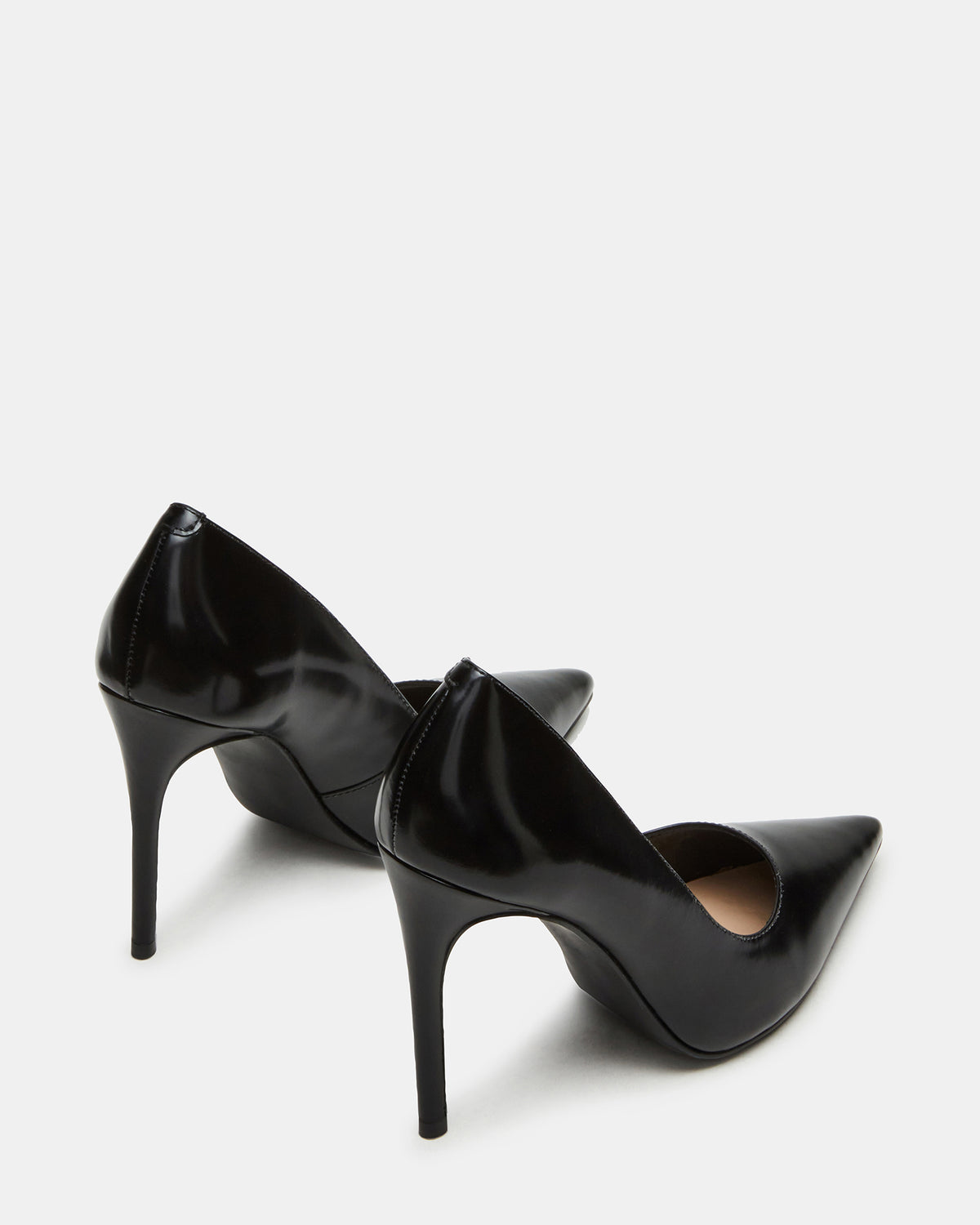 Steve Madden NOIR Black Leather Pointed-Toe Stiletto Pump Women's Heels