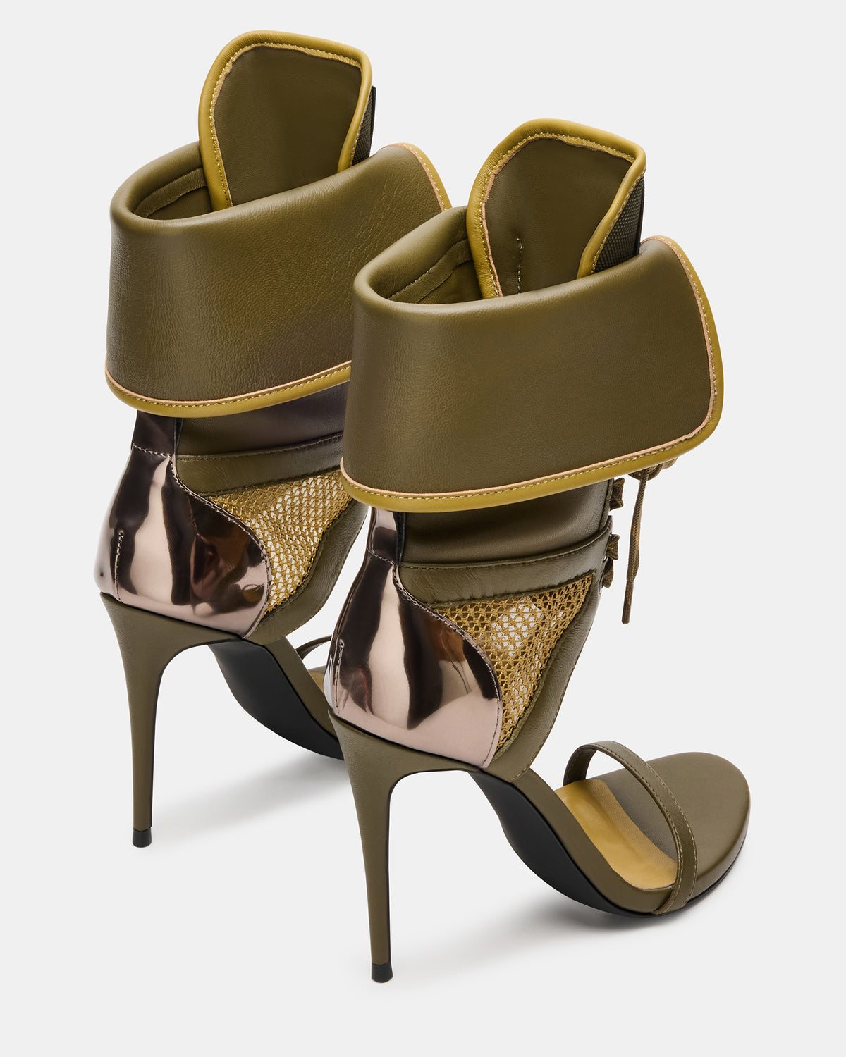 Steve Madden CASELLA Olive Open-Toe Stiletto Lace-Up Women's Heel
