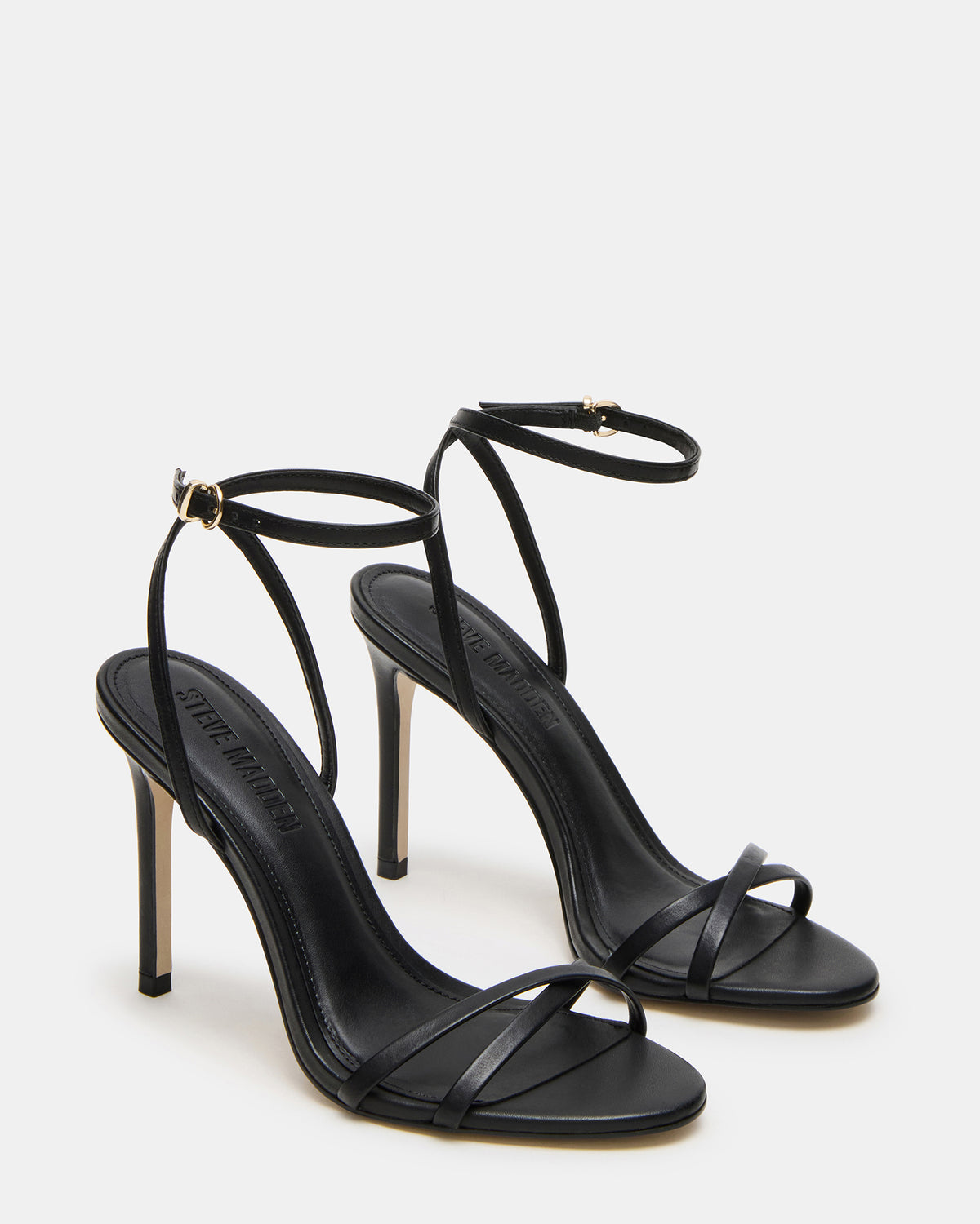 Steve Madden JYPSEY Black Leather Strappy Stiletto Women's Heel