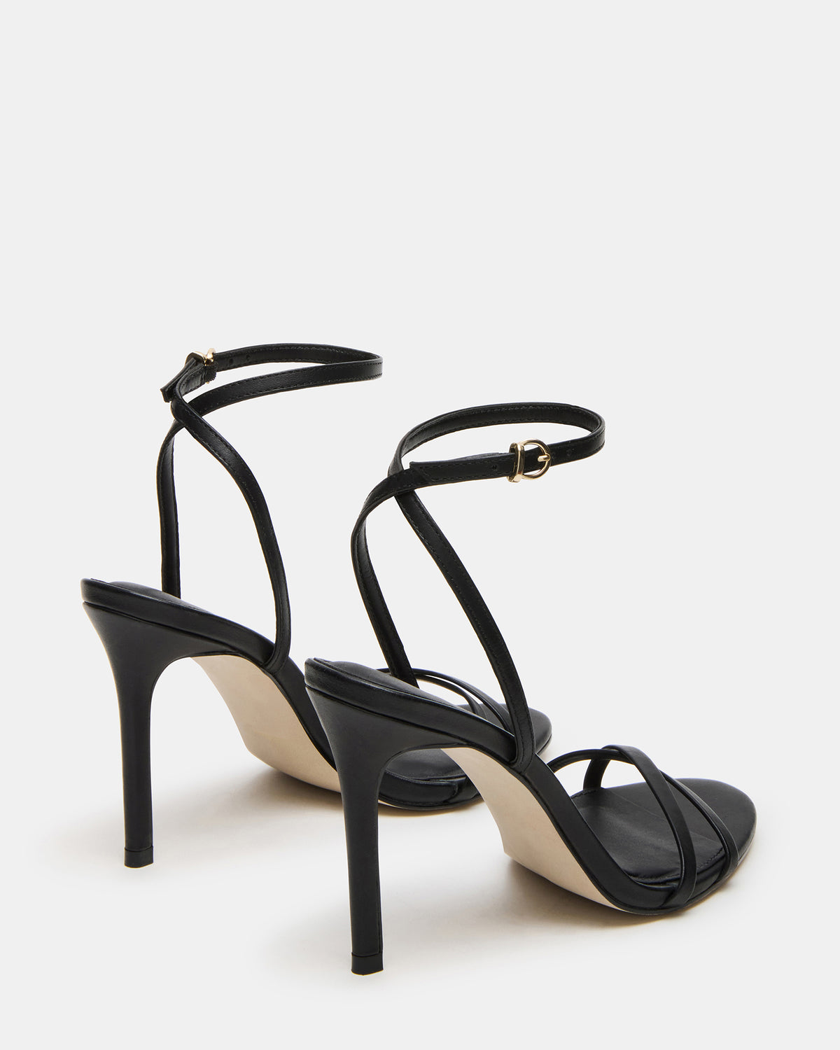 Steve Madden JYPSEY Black Leather Strappy Stiletto Women's Heel