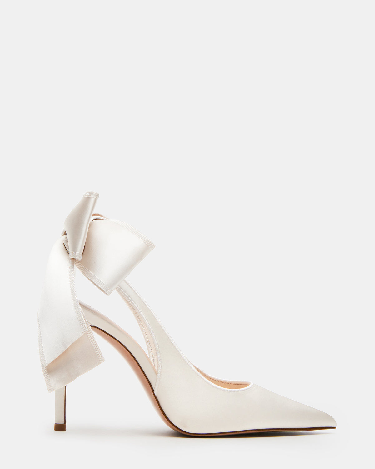 Steve Madden TEACUP Ivory Satin Women's Pointed-Toe Slingback Heel