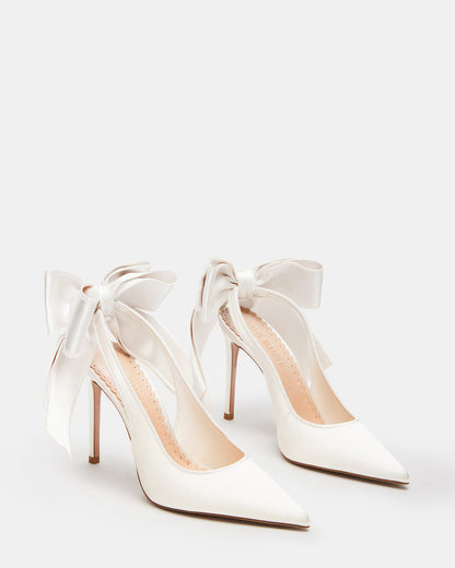 Steve Madden TEACUP Ivory Satin Women's Pointed-Toe Slingback Heel