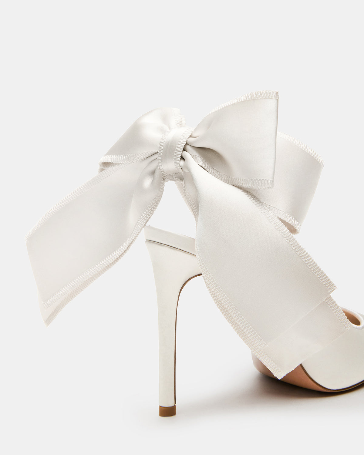 Steve Madden TEACUP Ivory Satin Women's Pointed-Toe Slingback Heel