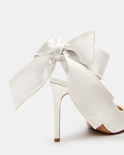 Steve Madden TEACUP Ivory Satin Women's Pointed-Toe Slingback Heel