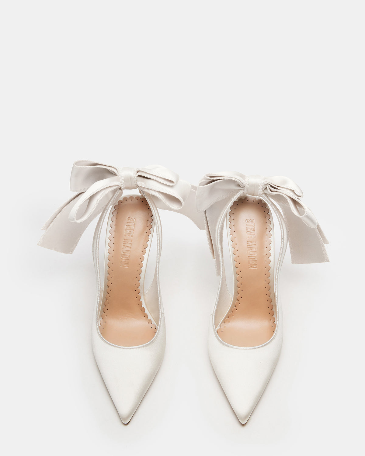 Steve Madden TEACUP Ivory Satin Women's Pointed-Toe Slingback Heel