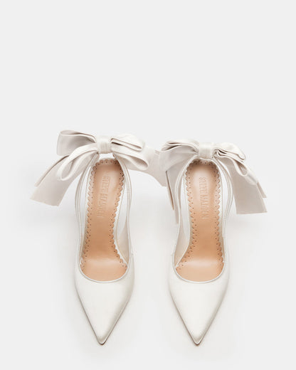 Steve Madden TEACUP Ivory Satin Women's Pointed-Toe Slingback Heel
