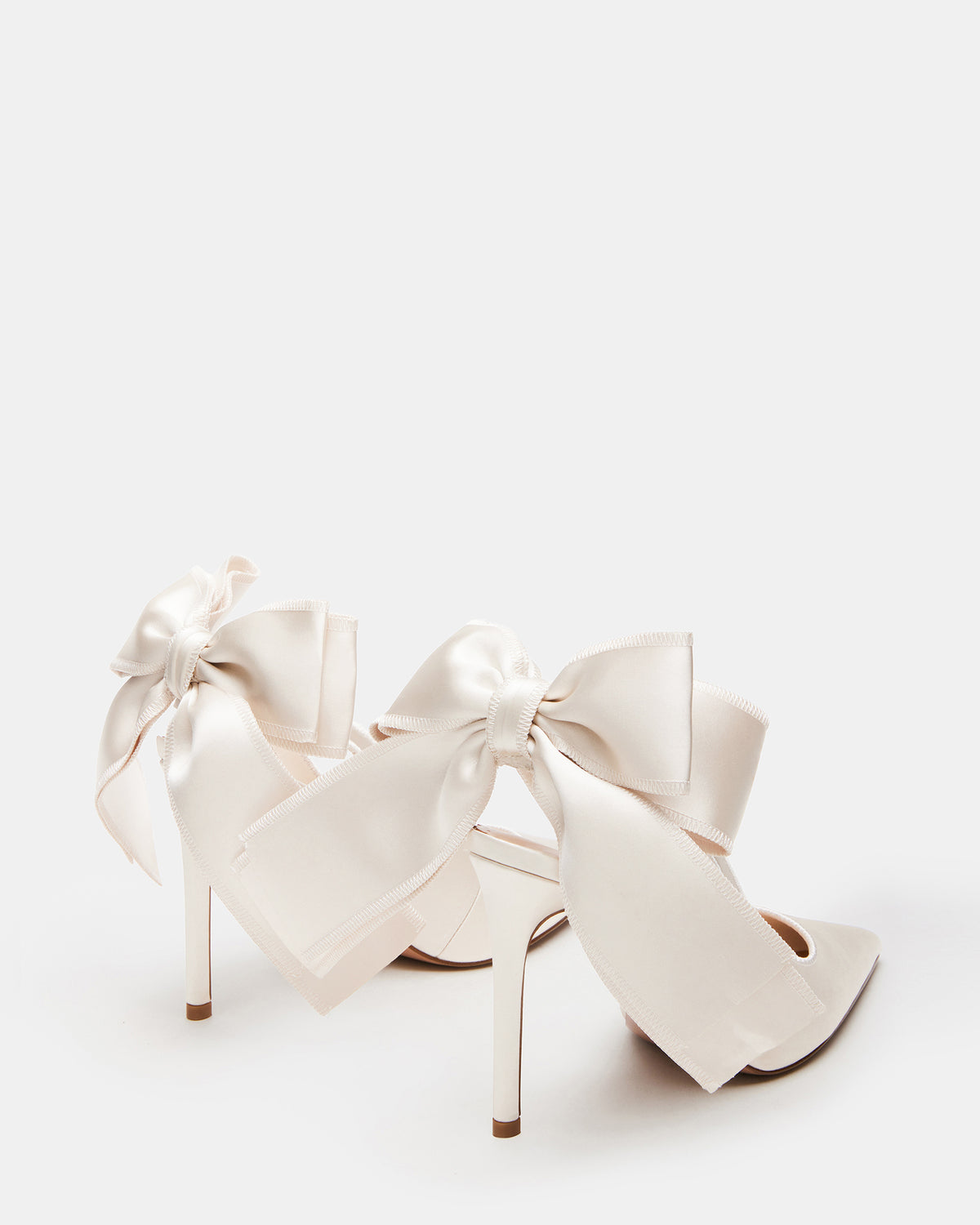 Steve Madden TEACUP Ivory Satin Women's Pointed-Toe Slingback Heel