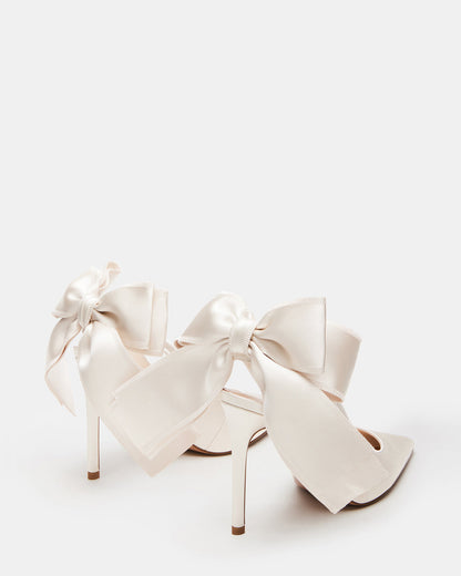 Steve Madden TEACUP Ivory Satin Women's Pointed-Toe Slingback Heel