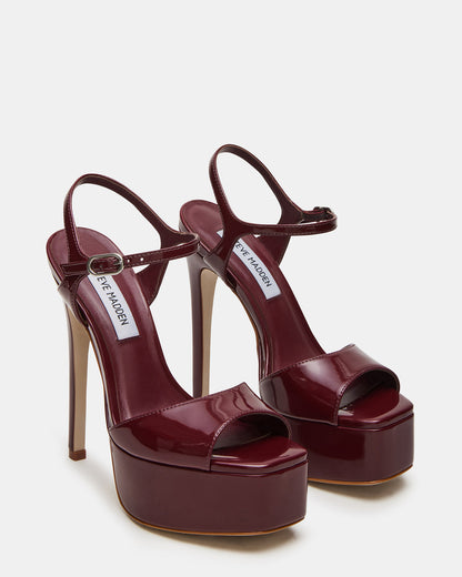 Steve Madden COLOGNE Wine Patent Platform Stiletto Women's Heel