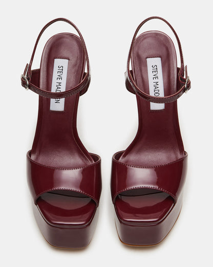 Steve Madden COLOGNE Wine Patent Platform Stiletto Women's Heel