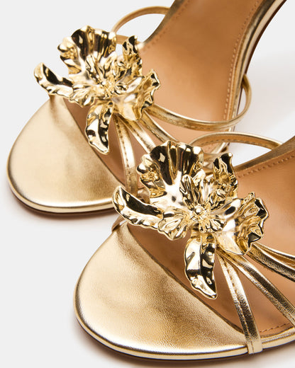 Steve Madden SWIRL Gold Strappy Stiletto Flower Women's Heel