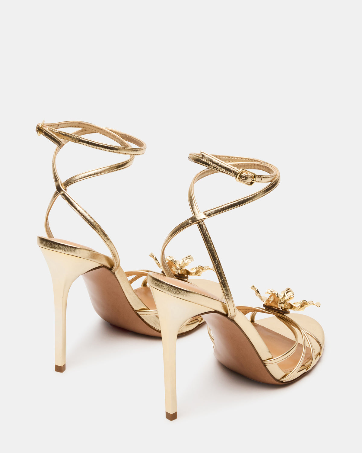 Steve Madden SWIRL Gold Strappy Stiletto Flower Women's Heel