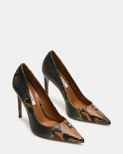 Steve Madden NOIR Green Snake Pointed-Toe Stiletto Pump Women's Heels