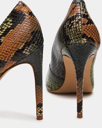 Steve Madden NOIR Green Snake Pointed-Toe Stiletto Pump Women's Heels