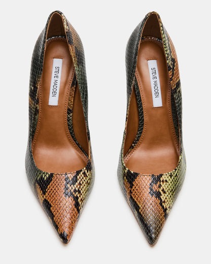 Steve Madden NOIR Green Snake Pointed-Toe Stiletto Pump Women's Heels
