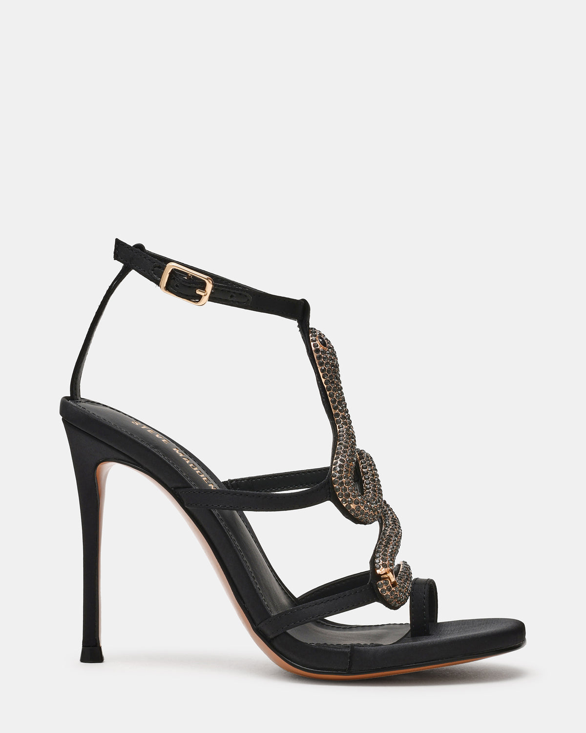 Steve Madden PYTHON Black Rhinestone Snake Stiletto Strappy Women's Heel