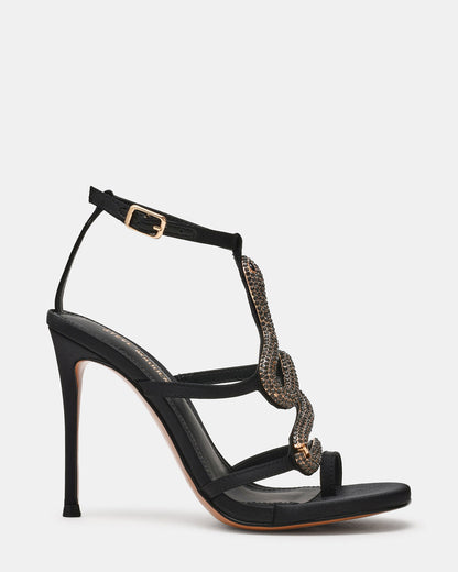 Steve Madden PYTHON Black Rhinestone Snake Stiletto Strappy Women's Heel