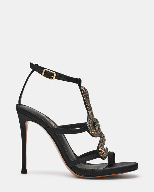 Steve Madden PYTHON Black Rhinestone Snake Stiletto Strappy Women's Heel