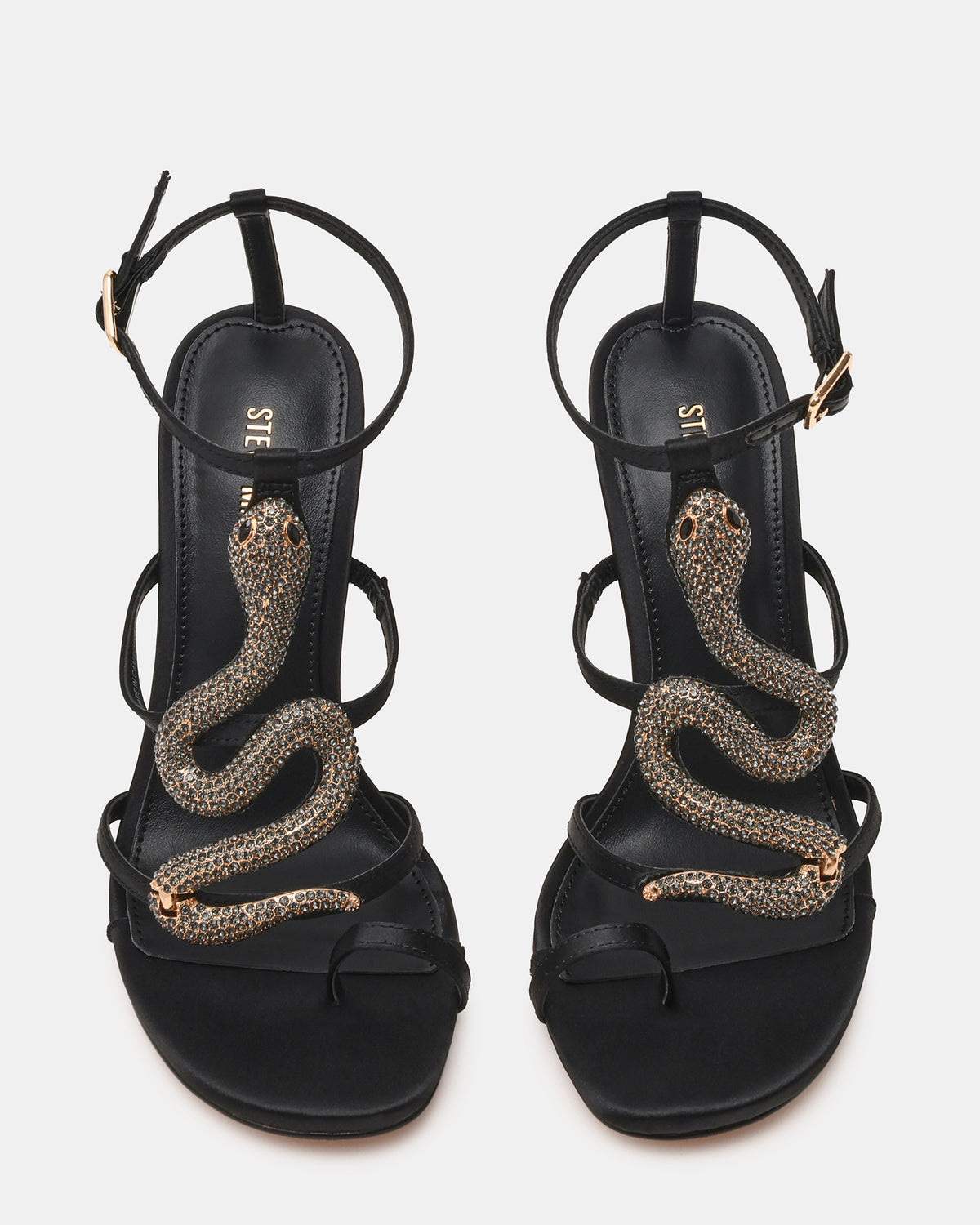 Steve Madden PYTHON Black Rhinestone Snake Stiletto Strappy Women's Heel