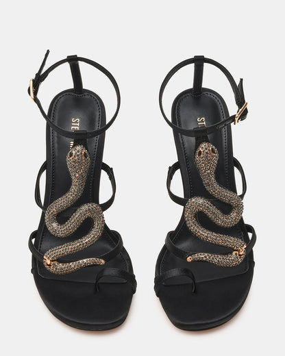 Steve Madden PYTHON Black Rhinestone Snake Stiletto Strappy Women's Heel