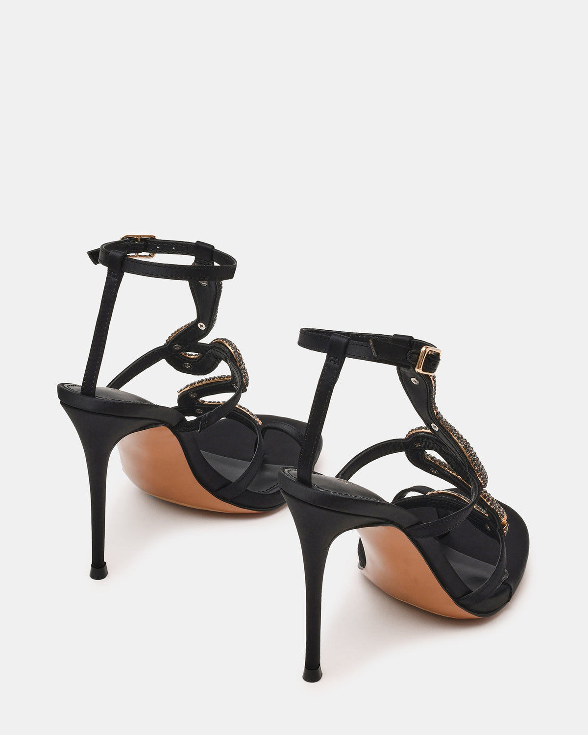 Steve Madden PYTHON Black Rhinestone Snake Stiletto Strappy Women's Heel