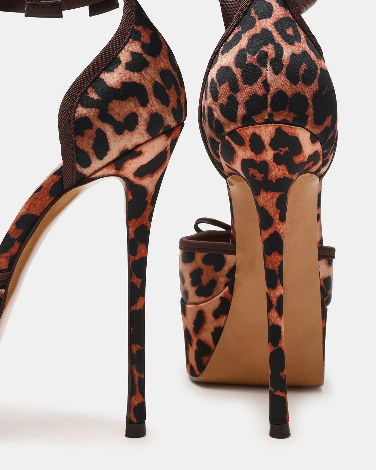Steve Madden LISTEN Leopard Satin Stiletto Pump Lace-Up Women's Heel