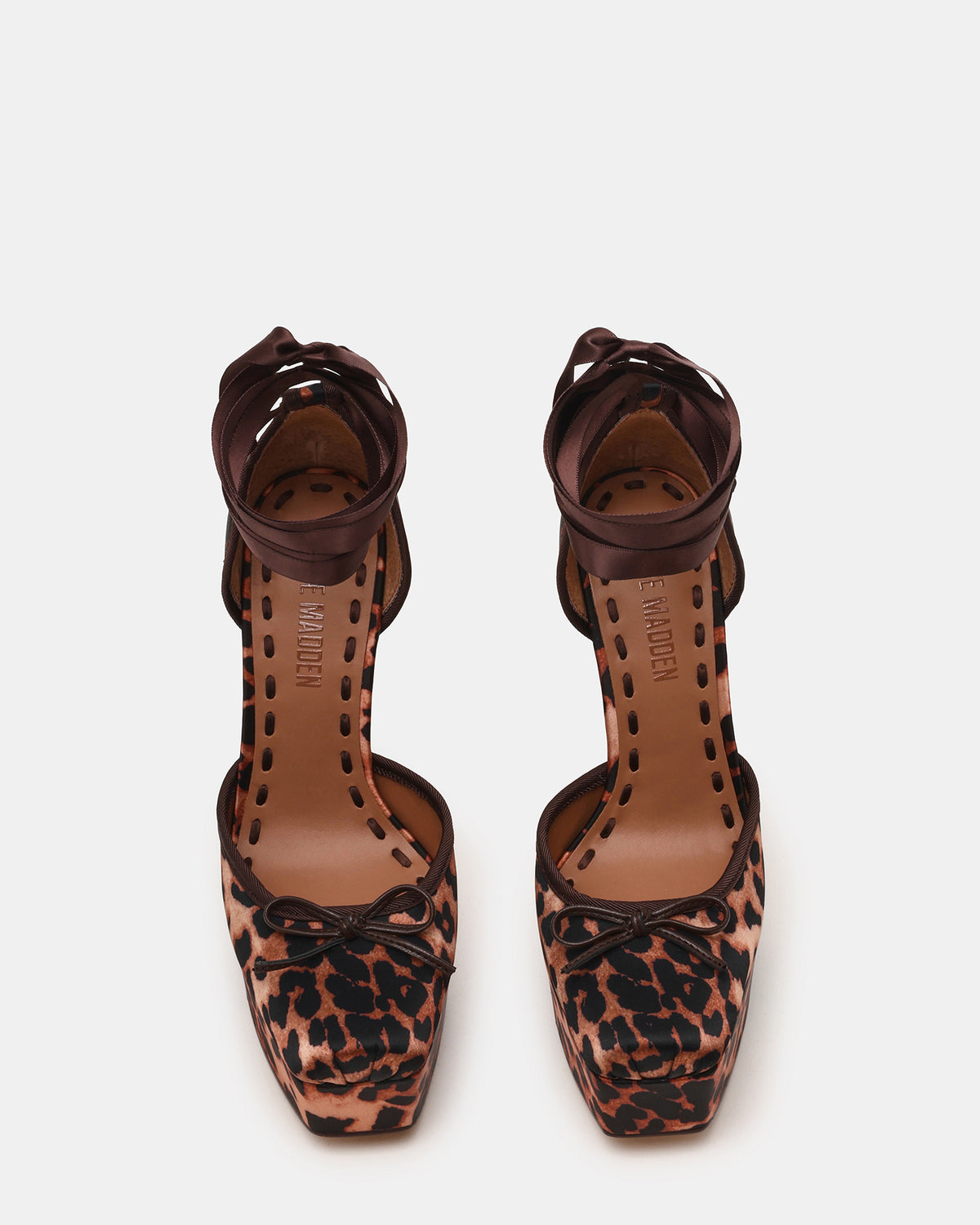 Steve Madden LISTEN Leopard Satin Stiletto Pump Lace-Up Women's Heel