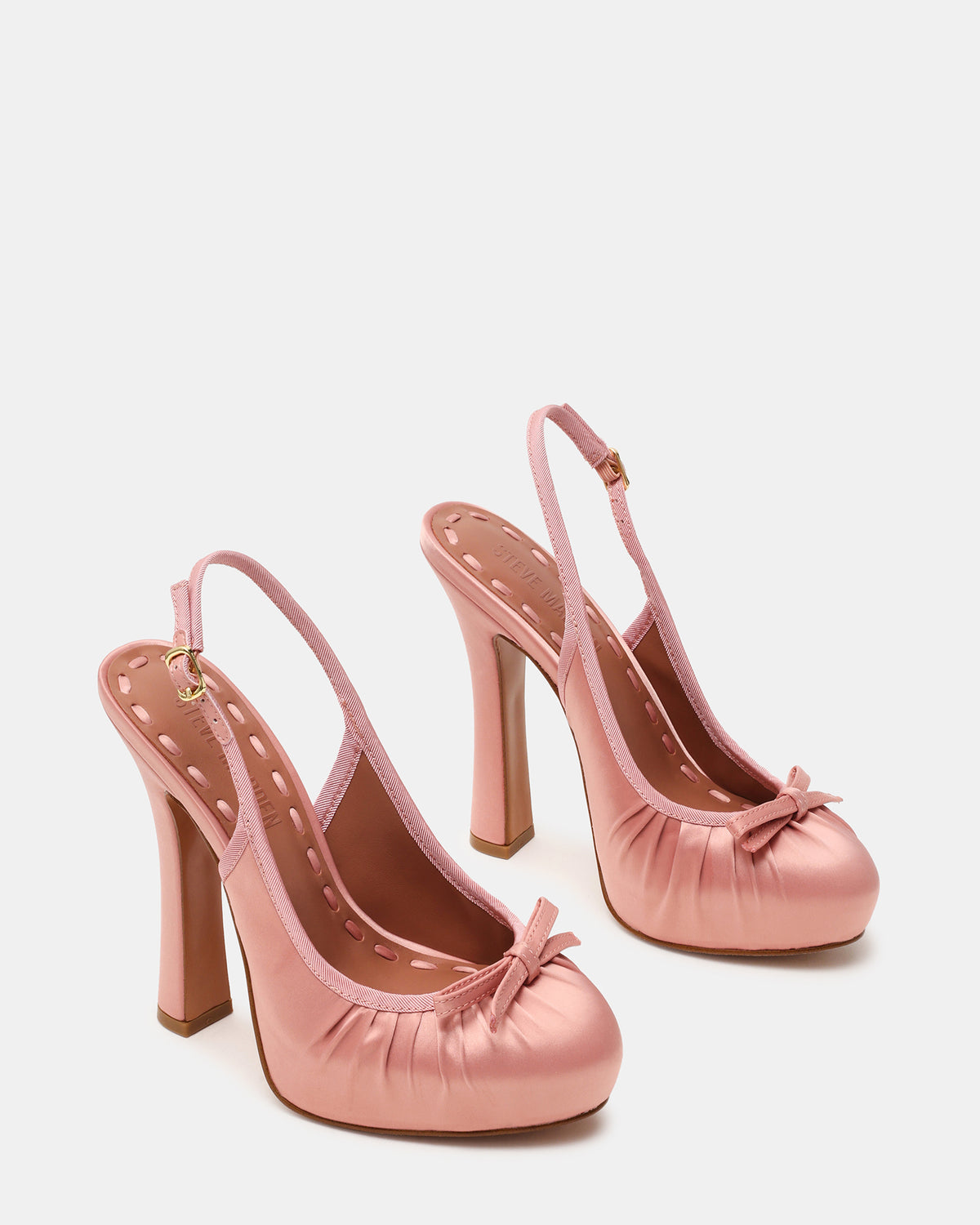 Steve Madden SOFIE Blush Satin Bow Slingback Platform Women's Heel