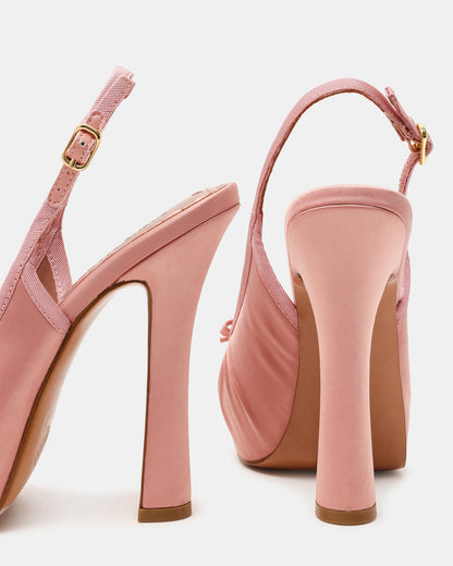 Steve Madden SOFIE Blush Satin Bow Slingback Platform Women's Heel