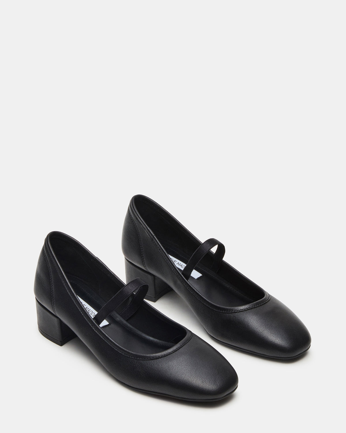 Steve Madden MURAL Black Leather Mary Jane Block Heel Square-Toe Women's Heel